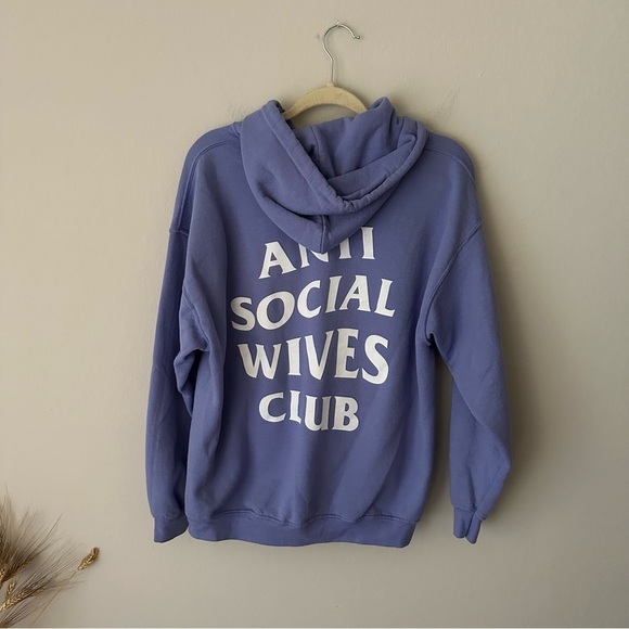 Anti Social Wives Club Hoodie Sweatshirt in Periwinkle Size Medium - Picture 5 of 11